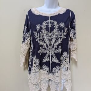 Elegant Lace Embroidered Women's Top